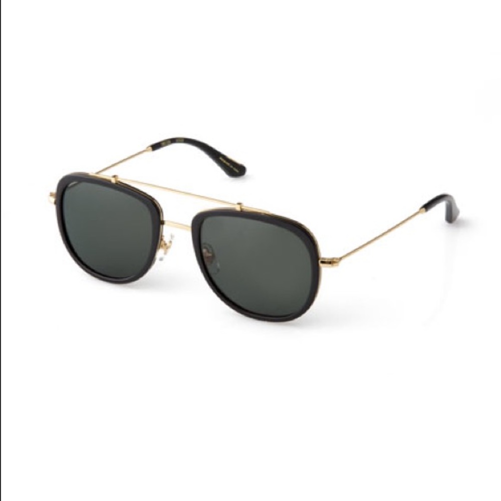 Krewe Breton 24k Aviator Sunglasses black gold